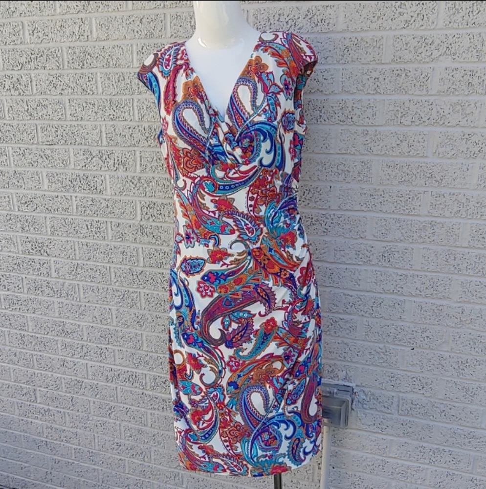 Ralph Lauren multicolored paisley faux wrap dress